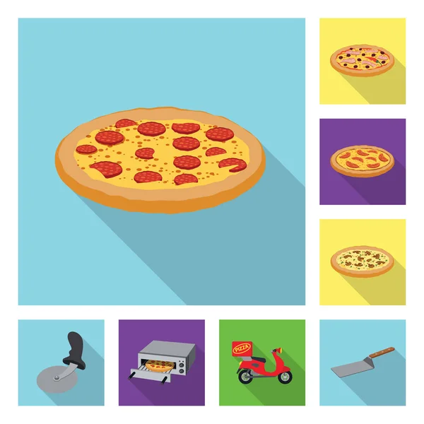 Projeto vetorial de pizza e símbolo de comida. Conjunto de pizza e itália símbolo de estoque para web . —  Vetores de Stock