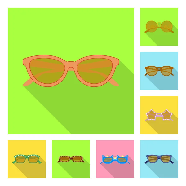 Gözlük ve güneş gözlüğü sembolü yalıtılmış nesne. Gözlük ve hisse senedi için aksesuar vektör ikon koleksiyonu. — Stok Vektör