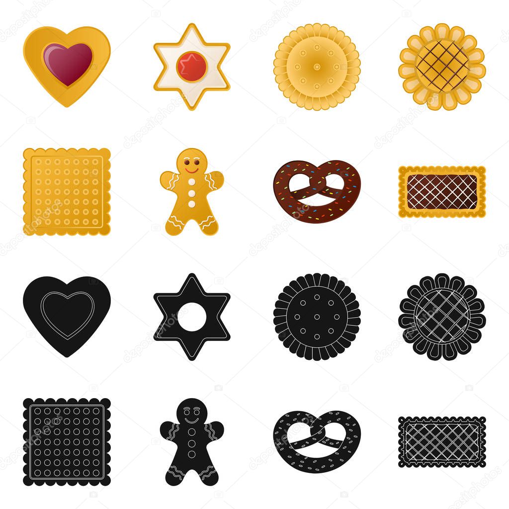 Isolated object of biscuit and bake logo. Collection of biscuit and chocolate stock symbol for web.
