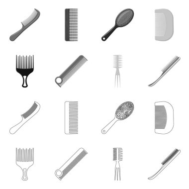 Fırça ve saç işareti vektör Illustration. Fırça ve saç fırçası hisse senedi vektör çizim seti.