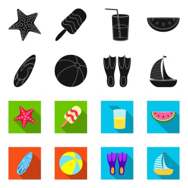 Ekipman ve yüzme simge vektör tasarımı. Ekipman ve hisse senedi için etkinlik vektör simge kümesi.