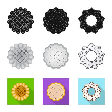 Bisküvi illüstrasyon vektör ve işareti fırında. Bisküvi ve çikolata stok vektör çizim seti.