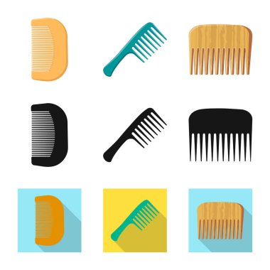 Vector illustration of brush and hair icon. Set of brush and hairbrush stock symbol for web. clipart