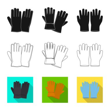 Eldiven ve kış simge vektör tasarımı. Eldiven ve ekipman hisse senedi vektör çizim seti.