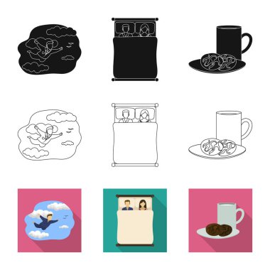 Rüyalar ve gece işareti vektör tasarımı. Rüyalar ve yatak odası hisse senedi vektör çizim.