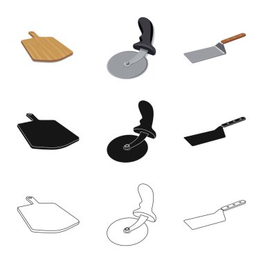 Pizza ve gıda logo vektör Illustration. Pizza kümesi ve hisse senedi için İtalya vektör simgesi.