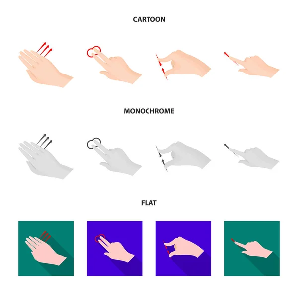 Ilustração vetorial de tela sensível ao toque e sinal de mão. Conjunto de tela sensível ao toque e ilustração vetorial de estoque de toque . — Vetor de Stock