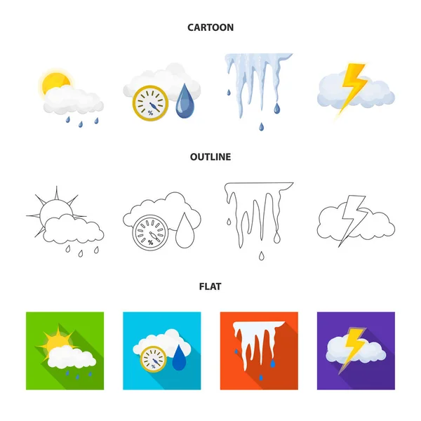 Isoliertes Objekt von Wetter und Wettersymbol. Set von Wetter- und Anwendungssymbol für das Web. — Stockvektor