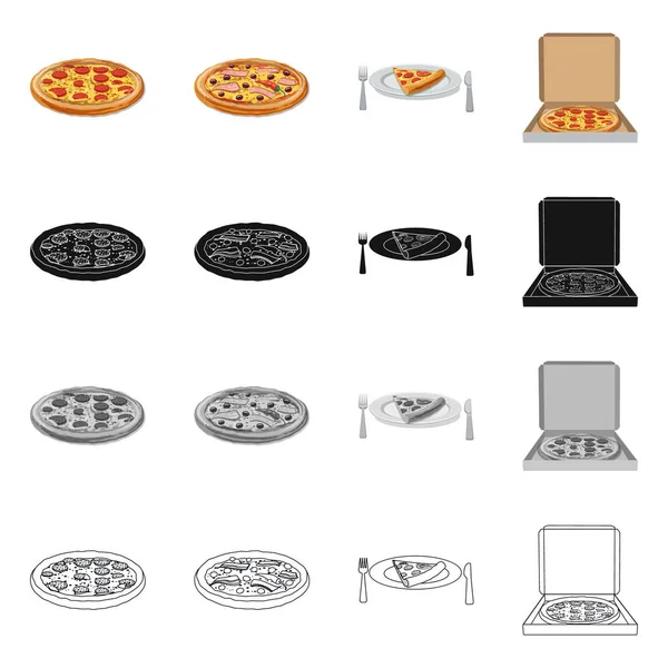 Isolated object of pizza and food logo. Collection of pizza and italy vector icon for stock. — Stock Vector