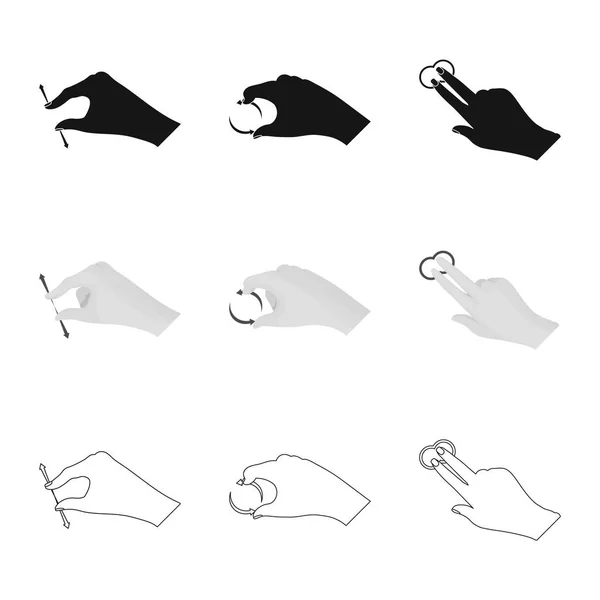 Ilustración vectorial de pantalla táctil y logotipo de mano. Conjunto de pantalla táctil e ilustración de vector de stock táctil . — Vector de stock