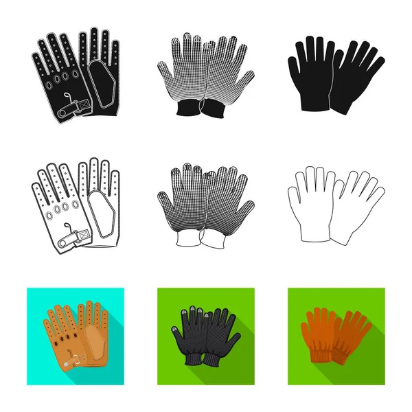 Vektorové ilustrace rukavice a zimní loga. Sada rukavic a zařízení vektorové ikony pro stock. — Stockový vektor