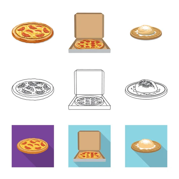 Objeto aislado de pizza y logotipo de comida. Colección de pizza y ícono de vectores italia para stock . — Vector de stock