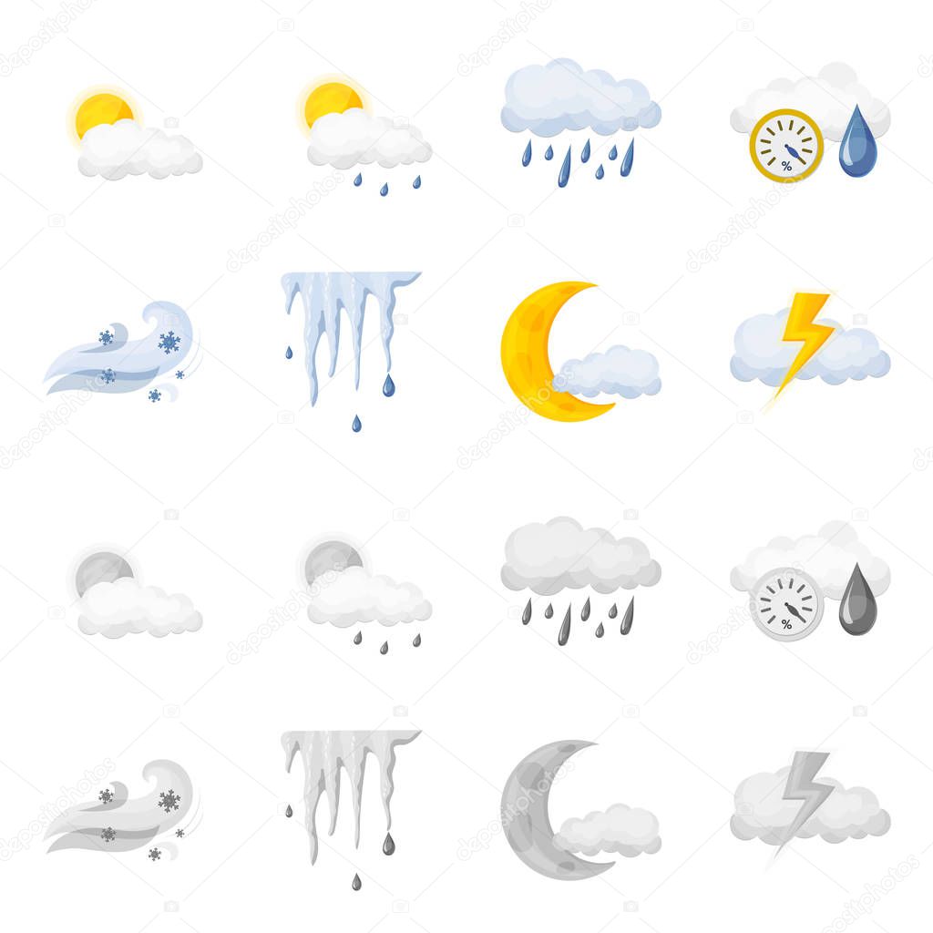 Vector design of weather and weather symbol. Collection of weather and application stock symbol for web.