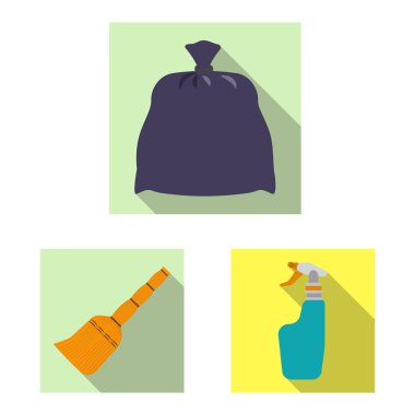 Temizlik ve servis işareti yalıtılmış nesne. Hisse senedi için temizlik ve ev vektör simge kümesi.