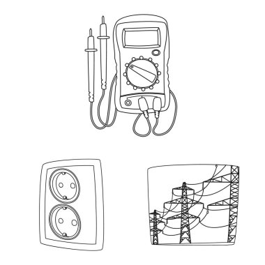 Elektrik ve elektrik logo vektör çizimi. Elektrik ve enerji hisse senedi simgesi için web topluluğu.