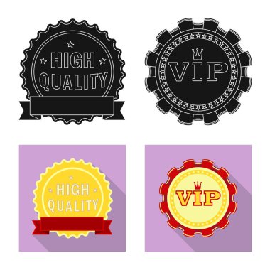 Amblem ve rozet simge vektör Illustration. Amblem ve etiket hisse senedi simgesi için web topluluğu.