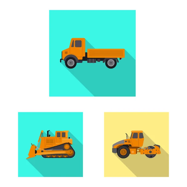 Oggetto isolato di costruzione e logo di costruzione. Serie di illustrazione vettoriale del parco macchine e di costruzione . — Vettoriale Stock