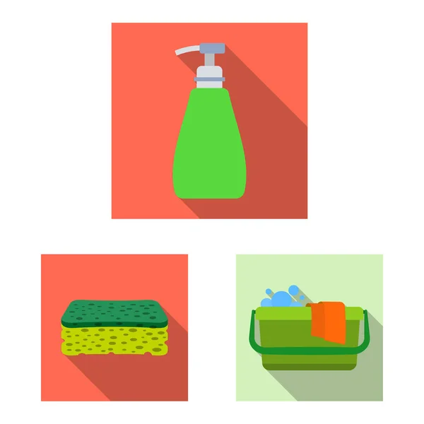 Ilustração vetorial do logotipo de limpeza e serviço. Conjunto de limpeza e ilustração do vetor do estoque doméstico . —  Vetores de Stock