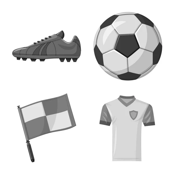 Изолированный объект футбольного и шестеренчатого логотипа. Собрание иконки футбола и вектора турнира для инвентаря . — стоковый вектор