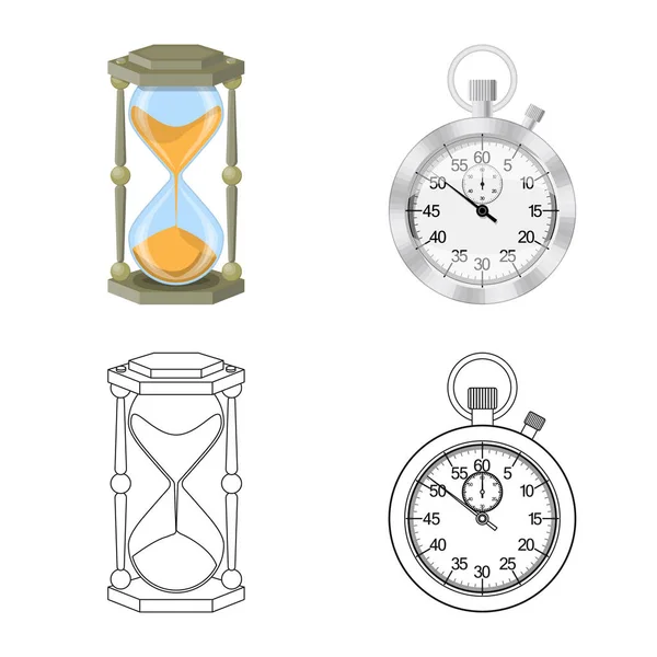 시계 및 시간 표시의 고립 된 개체입니다. 클록 및 원 주식 벡터 일러스트 레이 션의 설정. — 스톡 벡터