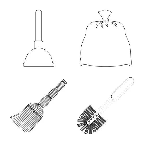 Objet isolé de nettoyage et icône de service. Collecte d'illustrations vectorielles de nettoyage et de matériel ménager . — Image vectorielle