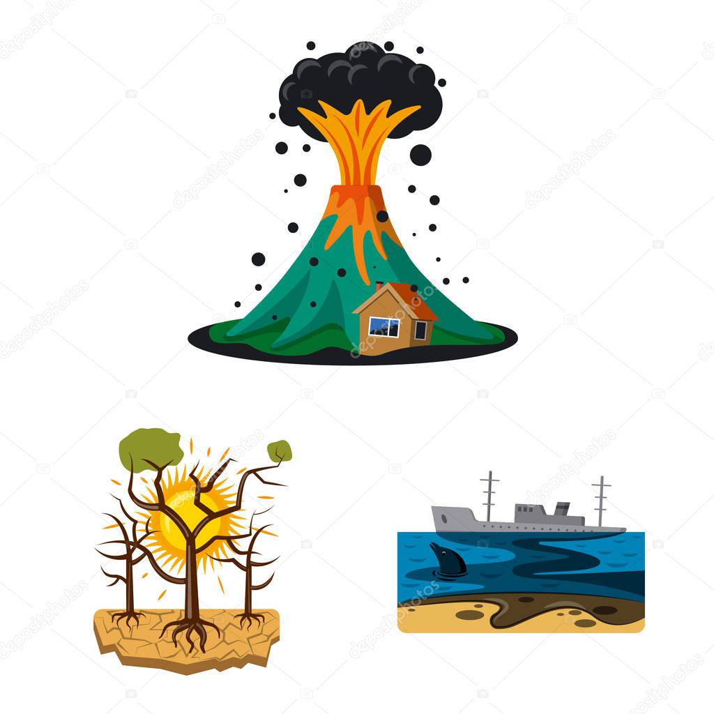 Vector illustration of natural and disaster icon. Set of natural and risk stock symbol for web.