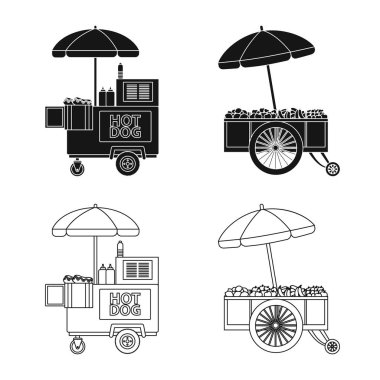 Piyasa ve dış işareti vektör çizimi. Market ve gıda vektör simgesini hissenin topluluğu.