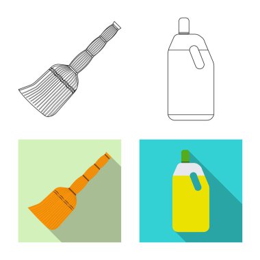 Temizlik ve servis simge yalıtılmış nesne. Temizlik ve ev hisse senedi vektör çizim topluluğu.