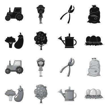 Çiftlik ve tarım işareti vektör tasarımı. Çiftlik ve bitki hisse senedi vektör çizim seti.