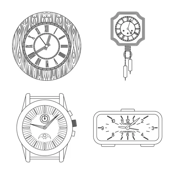 Objeto aislado de reloj y símbolo de tiempo. Colección de reloj y círculo icono vectorial para stock . — Vector de stock