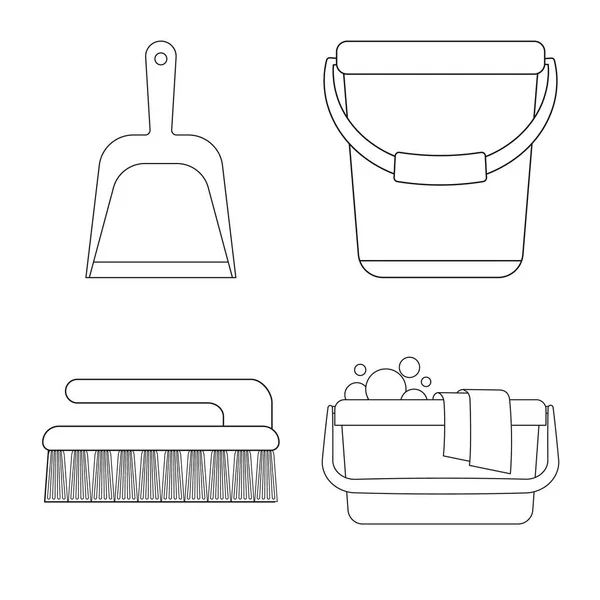 Vektor-Design von Reinigungs- und Service-Zeichen. Sammlung von Reinigungs- und Haushaltssymbolen für das Web. — Stockvektor