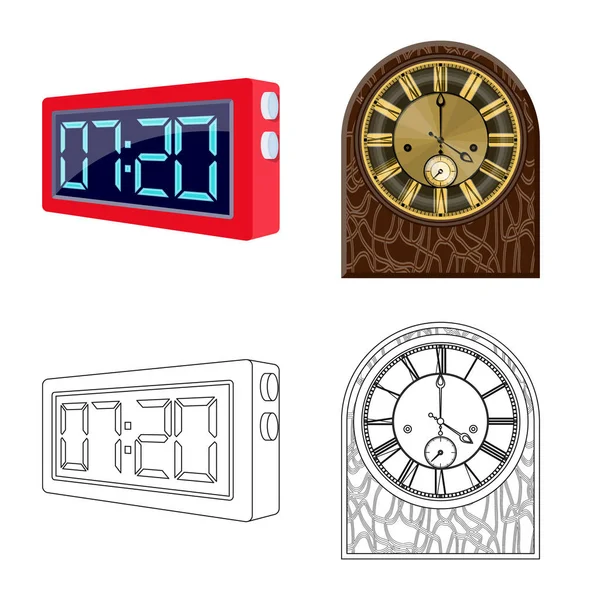 Design vettoriale dell'orologio e dell'icona dell'ora. Set di orologio e icona vettoriale cerchio per magazzino . — Vettoriale Stock