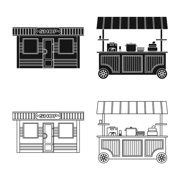 Vektor-Illustration des Marktes und der äußeren Zeichen. Set von Markt- und Nahrungsmittelvektorsymbolen für Aktien. — Stockvektor