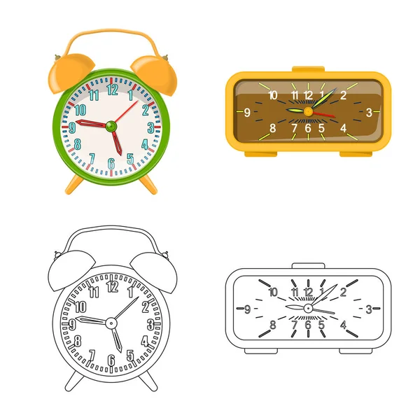 Objeto aislado de reloj y signo de tiempo. Conjunto de ilustración de vector de stock de reloj y círculo . — Vector de stock