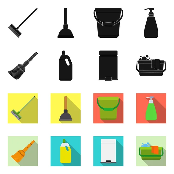 Geïsoleerde object van schoonmaak en dienst ondertekenen. Collectie van schoonmaak- en huishoudelijke vector pictogram voor voorraad. — Stockvector