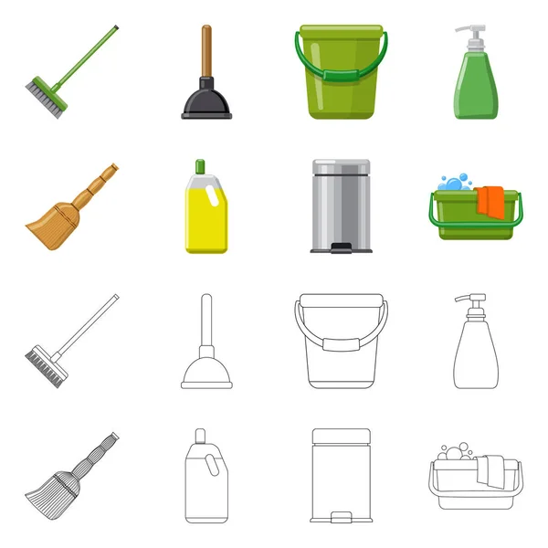 Векторный дизайн логотипа уборки и сервиса. Коллекция иконки для уборки и домашнего хозяйства . — стоковый вектор