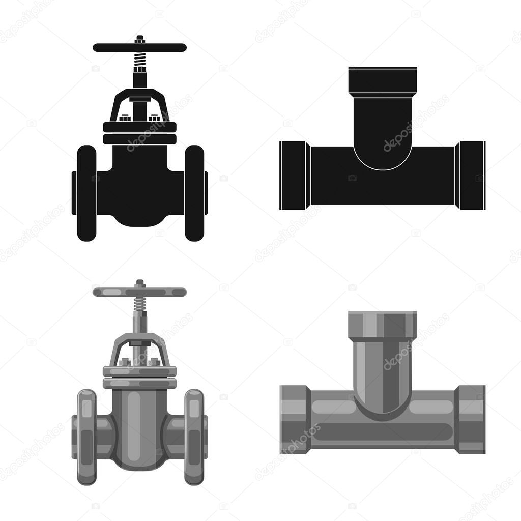 Isolated object of pipe and tube icon. Set of pipe and pipeline vector icon for stock.