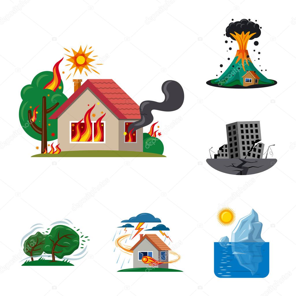 Vector design of natural and disaster sign. Collection of natural and risk vector icon for stock.