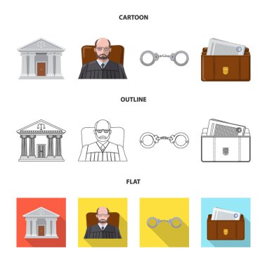 Hukuk ve avukat logosu yalıtılmış nesne. Hukuk ve adalet vektör simgesini hissenin topluluğu.