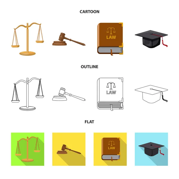 Diseño vectorial de la ley y símbolo de abogado. Conjunto de ley y icono de vector de justicia para la acción . — Vector de stock