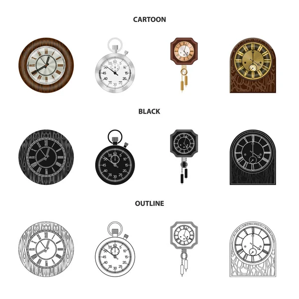 時計と時間のサインの孤立したオブジェクト。在庫の時計とサークルのベクトル アイコン集. — ストックベクタ