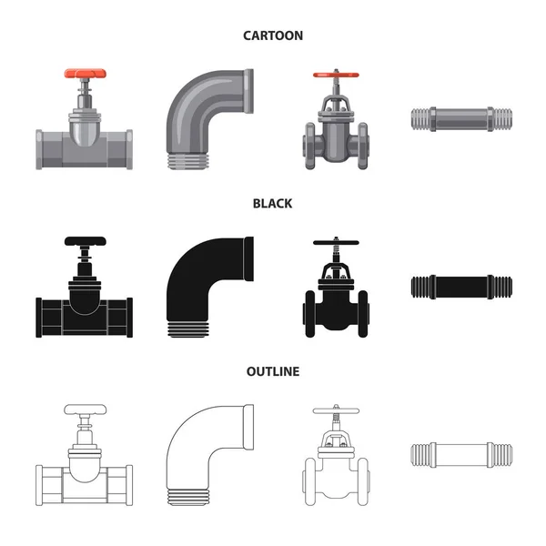 パイプとチューブのアイコンのベクター デザイン。株式のパイプとパイプラインのベクター アイコン集. — ストックベクタ