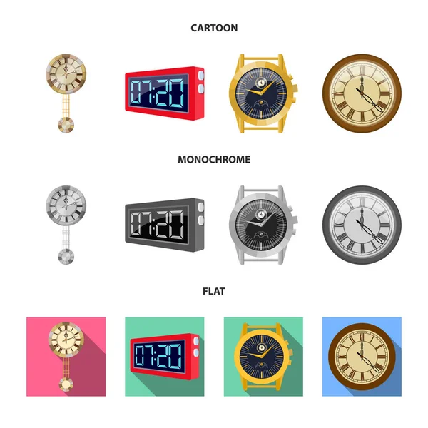 Projeto vetorial de relógio e símbolo de tempo. Coleção de relógio e círculo vetor ícone para estoque . —  Vetores de Stock