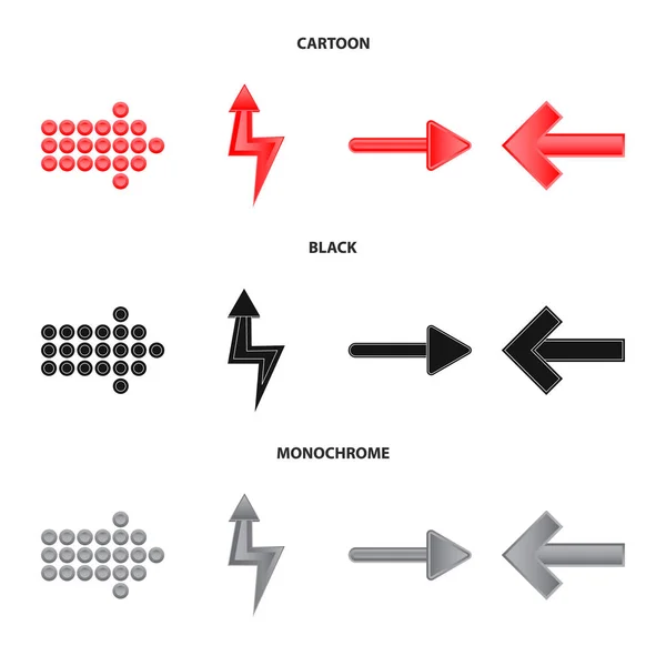 Illustrazione vettoriale dell'elemento e segno di freccia. Set di elementi e icone vettoriali di direzione per stock . — Vettoriale Stock