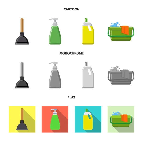 Isolated object of cleaning and service sign. Collection of cleaning and household vector icon for stock. — Stock Vector