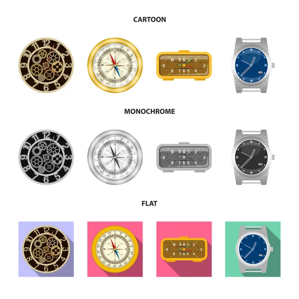 時計と時間のロゴのベクター イラストです。Web の時計と円の銘柄のセット. — ストックベクタ