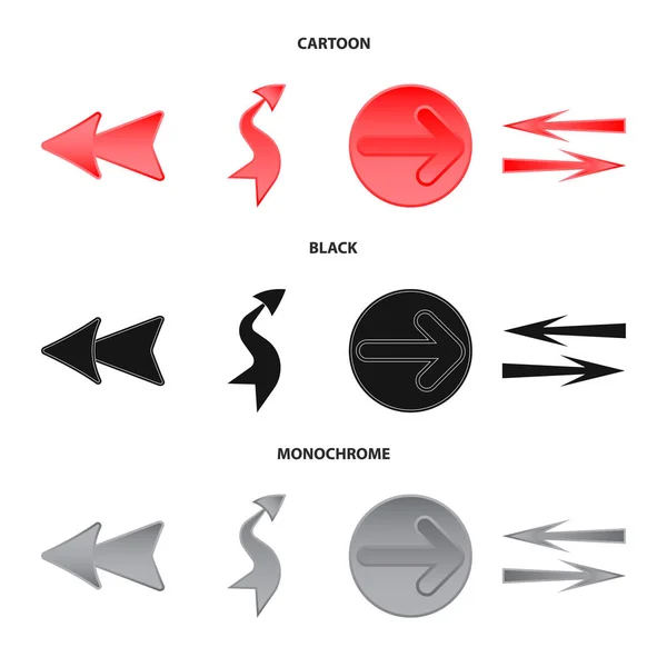 Diseño vectorial de elemento y signo de flecha. Colección de elemento e icono de vector de dirección para stock . — Archivo Imágenes Vectoriales