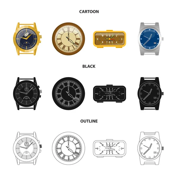 Ilustração vetorial de relógio e ícone de tempo. Coleção de relógio e círculo vetor ícone para estoque . — Vetor de Stock