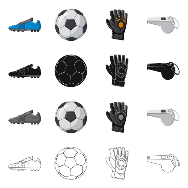 Isoliertes Objekt von Fußball und Ausrüstungszeichen. Sammlung von Fußball- und Turniersymbolen für das Web. — Stockvektor