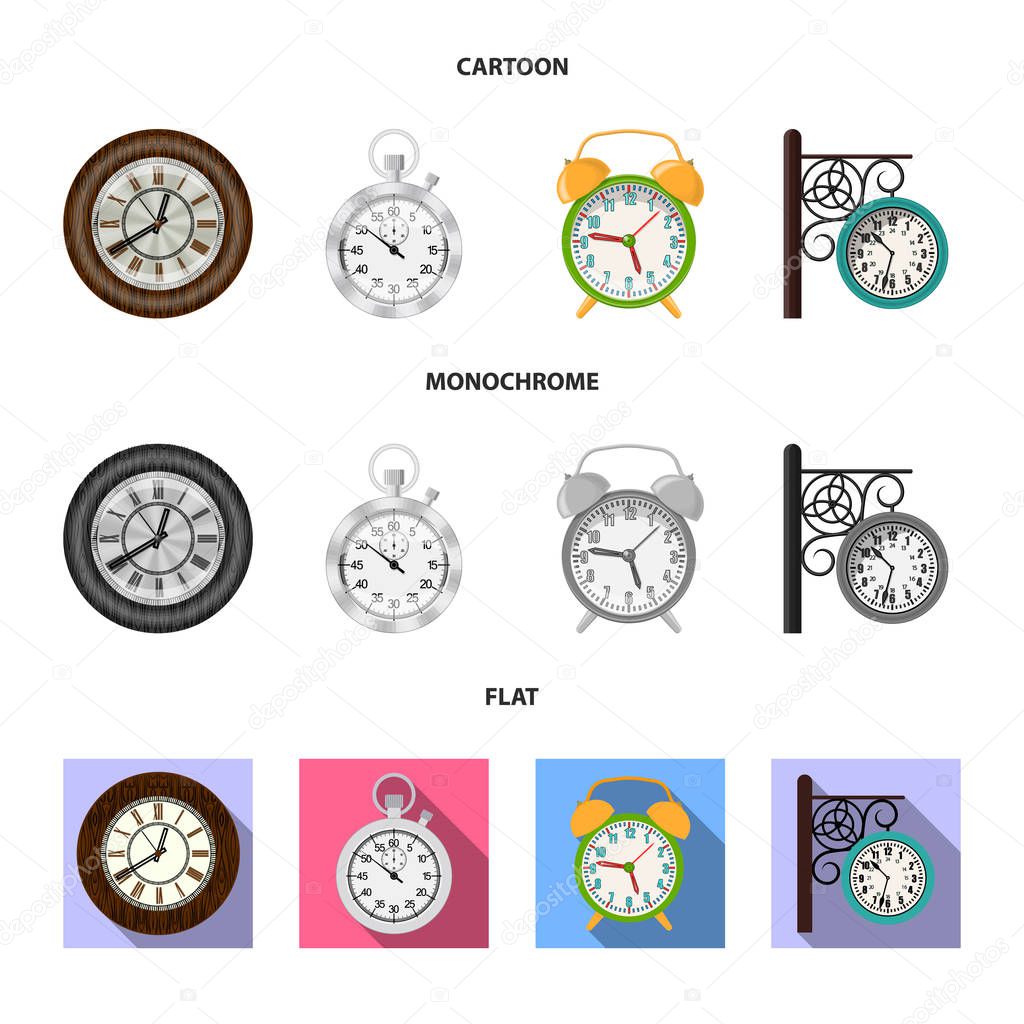 Vector design of clock and time logo. Set of clock and circle vector icon for stock.
